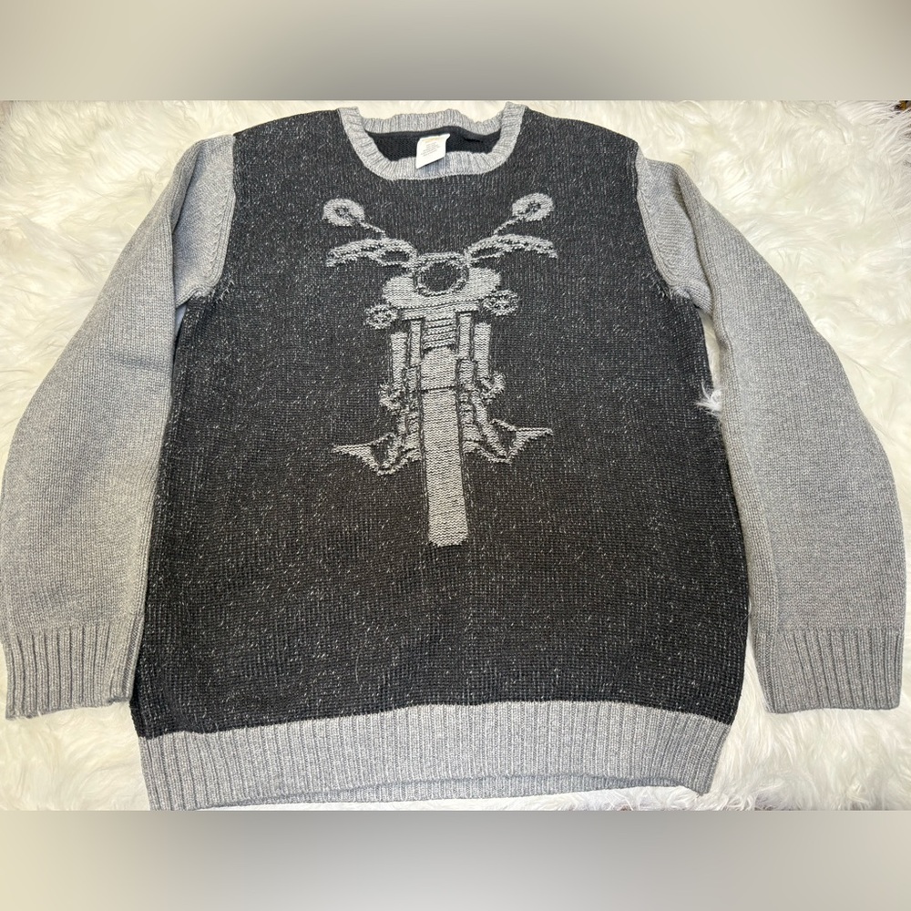 100% Cotton Gymboree Black and Gray Motorcycle Knit Sweater